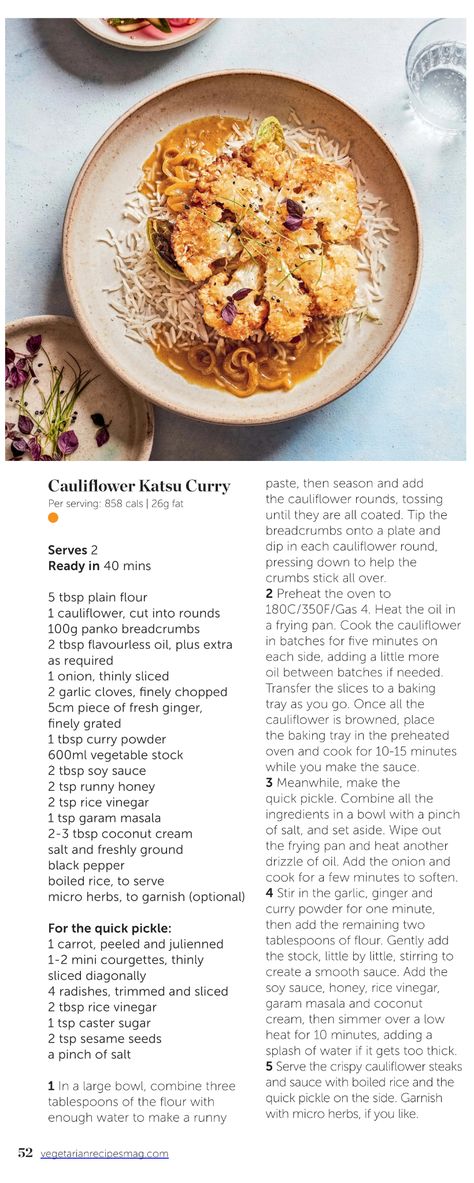 Cauliflower katsu curry Cauliflower Katsu Curry, Pot Recipes Easy, Curry Paste, Vegan Dinner Recipes, Vegan Dinners, Veggie Recipes, Vegan Vegetarian, Pot Recipes, Food Inspiration