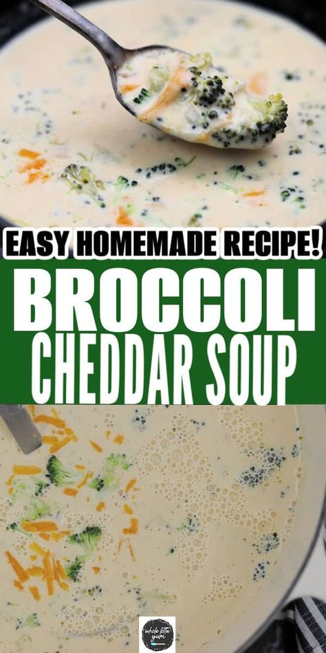 Easy Broccoli Cheese Soup (With Frozen Broccoli or Fresh) - Whole Lotta Yum Easy Broccoli Cheese Soup, Recipe With Broccoli, Whole Lotta Yum, Cheddar Soup Recipe, Keto Broccoli Cheese Soup, Easy Broccoli, Cheese Soup Recipes, Cauliflower Soup Recipes, Leftover Rotisserie Chicken