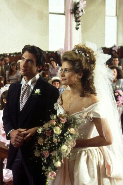 Tv Wedding Dresses, Steal Magnolias, Magnolia Movie, Steel Magnolias 1989, Movie Wedding Dresses, Celebrity Wedding Hair, Blush And Bashful, Movie Wedding, Tv Weddings