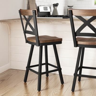 Rustic Bar Stools With Back, Diy Bar Stools With Back, Wooden Bar Stools With Back, Kitchen Island Chairs, Farmhouse Bar Stools, Rustic Bar Stools, Counter Stools With Backs, Island Stools, Woodwork Ideas