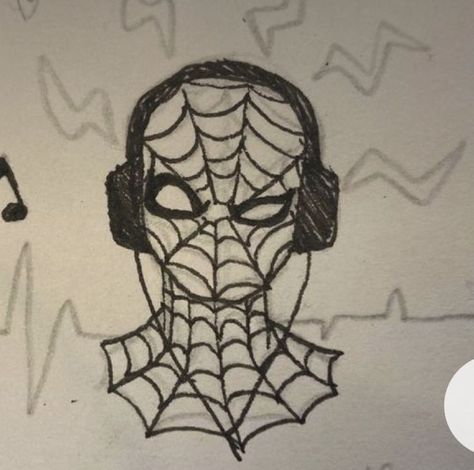 A Drawing, Spiderman, Headphones, Music, Art