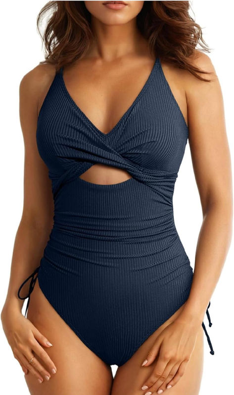 Aleumdr Women's Ribbed One Piece Swimsuit Tummy Control High Cut Bathing Suit Sexy V Neck Criss Cross Monikini . As an Amazon Associate I earn from qualifying purchases. Fashion Books, Monokini, High Cut, Criss Cross, Bathing Suit, Blouse Designs, One Piece Swimsuit, Bathing Suits, Cute Outfits