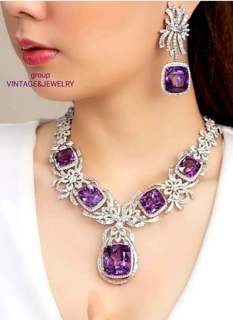 Egyptian Inspired Jewelry, Neck Pieces Jewelry, Extraordinary Jewelry, Fancy Jewelry Necklace, Expensive Jewelry Luxury, Diamond Necklace Designs, Bridal Diamond Jewellery, Purple Jewelry, Diamond Jewelry Necklace