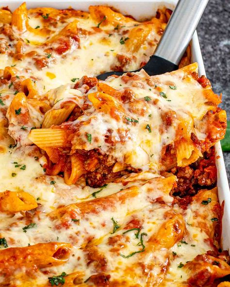 Moussaka Recipe Easy, Baked Mostaccioli Recipe, Mostaccioli Recipe, Mostaccioli Pasta, Italian Pasta Bake, Baked Mostaccioli, Moussaka Recipe, Favorite Casseroles, Baked Ziti