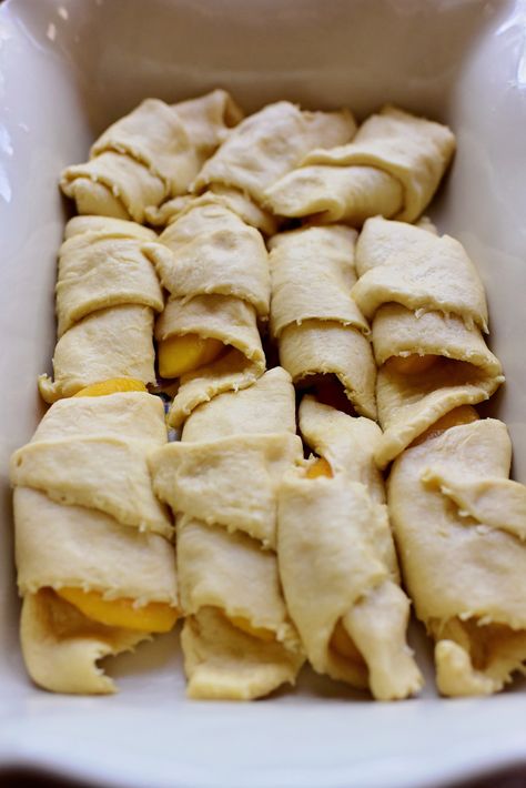 Peach Dumplins using canned crescent rolls What To Use Crescent Rolls For, Baking With Frozen Peaches, Peach Roll Up Dessert, Peach Enchiladas With Mountain Dew, Peach Dumplings With Crescent Rolls Canned Peaches, Peach Roll Ups, Easy Peach Dumplings Crescent Rolls, Peach Dumplings With Crescent Rolls, Crescent Dumplings