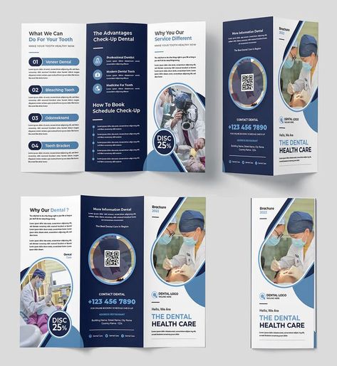 Dental Care Trifold Brochure Template AI, EPS Medical Trifold Brochure Design, Hospital Brochure Design, Dental Brochure Design, Dental Brochure, Clinic Brochure, Infographic Brochure, Dental Room, Medical Poster, Event Brochure