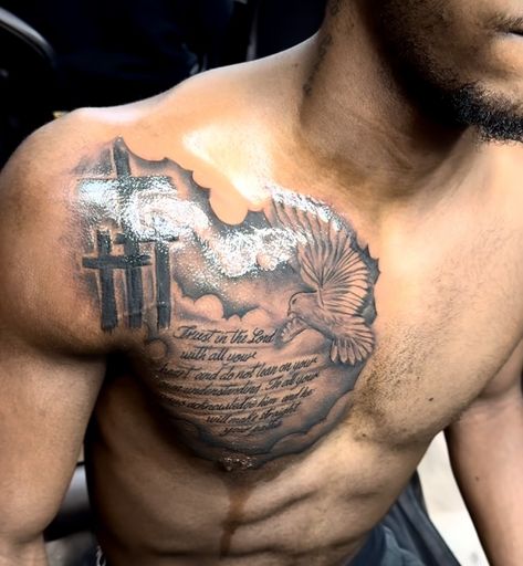 Religous Tattoo Forearm, Philippians 4 13 Tattoo Chest, Bible Verse On Chest Tattoo, Guys With Arm Tattoos, Christian Arm Sleeve Tattoo For Men, God Chest Tattoo Men, Scripture Chest Tattoos For Men, Bible Chest Tattoo Men, Bible Neck Tattoo