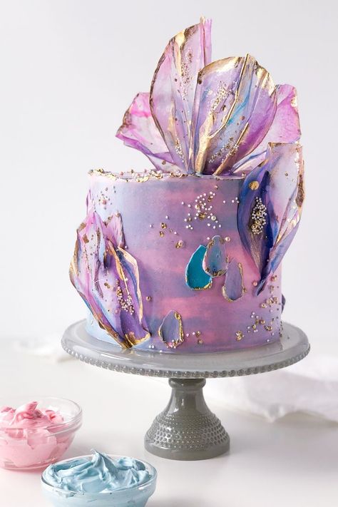 Rice Paper Sails, Learn Cake Decorating, Crystal Cake, Elegant Birthday Cakes, Sparkle Party, Decoration Cake, Gateaux Cake, Beautiful Birthday Cakes, Layered Cake