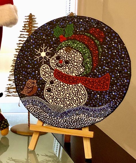 Pesebre En Puntillismo … | Puntillismo En Madera, Arte De Snowman Mandala Art, Snowman Dot Painting, Christmas Dot Mandala, Dot Art Christmas, Christmas Dot Art, Dot Mandela, Mandala Christmas, Mini Toile, Christmas Mandala