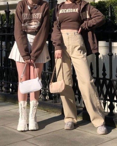 Brown Aesthetic Outfit, Yoongi Jungkook, Bff Matching Outfits, Outfit Brown, Bestie Outfits, Matching Outfits Best Friend, Friend Outfits, Swaggy Outfits, Teenage Fashion Outfits