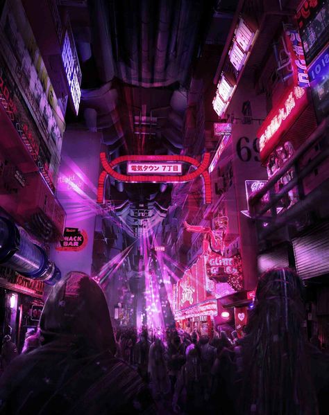 ArtStation - Neon Cyber Street , Bhavesh. Yuta. New Retro Wave, Punk Aesthetic, Cyberpunk Aesthetic, Cyberpunk City, Landscape Concept, Arte Cyberpunk, Post Apocalypse, Neo Noir, Future City