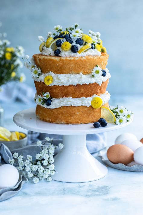 Lemon & Coconut Naked Cake - American Egg Board Naked Lemon Cake, Lemon Naked Cake, Coconut Buttercream, 6 Cake, Lemon Coconut, Engagement Cakes, Lemon Cake, Shredded Coconut, Confectioners Sugar