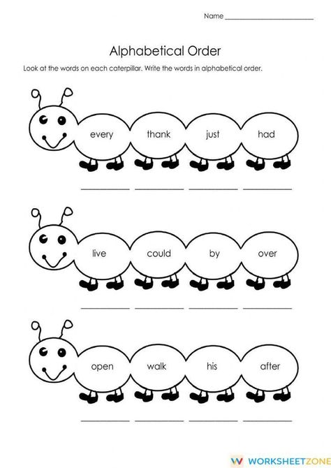 Alphabetical Order Worksheet Alphabetical Order Activities, Alphabetical Order Worksheets, Homophones Worksheets, Abc Order Worksheet, Third Grade Sight Words, Third Grade Worksheets, First Grade Words, Words Worksheet, Language Arts Worksheets