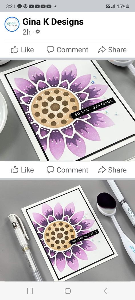 Sunflower Stencil, Stamp Tv, Purple Coneflower, Paper Art Projects, Sunflower Cards, Gina K Designs, Gina K, Scrapbook Printables, Find Work