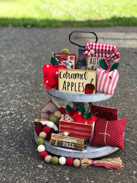 Tier Tray Fall Decor, Fall Blocks, Fall Decor Farmhouse, Mason Jar Sign, Tier Tray Decor, Felt Beads, Wood Book, Fall Mini, Apple Harvest