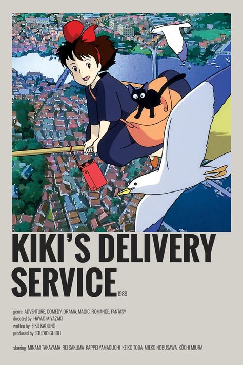 kiki’s delivery service minimalist/alternative anime poster Recommend Anime, Jiji Kiki, Anime Polaroid, Poster Polaroid, Studio Ghibli Poster, Minimalist Anime, Japanese Animated Movies, Film Posters Minimalist, Kiki Delivery