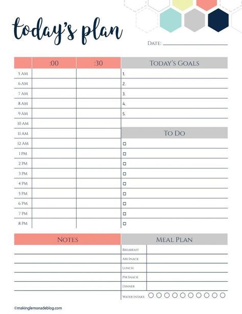 Printable To Do List You Can Print For Free | Eighteen25 Day Schedule Template, Bullet Journal Meal Plan, Free Printable Daily Planner, Free Weekly Planner Templates, Printable Day Planner, Daily Calendar Template, Daily Schedule Printable, Day Planner Template, Plan A Day