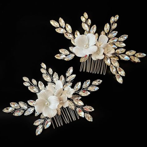 Unique Bridal Hair Comb, Boho Flower Hair Comb, Bridal Floral Hair Comb, Crystal Comb, Gold Hair Comb, Prom Queens, Crystal Hair Comb, Bridal Comb, Hair Comb Wedding