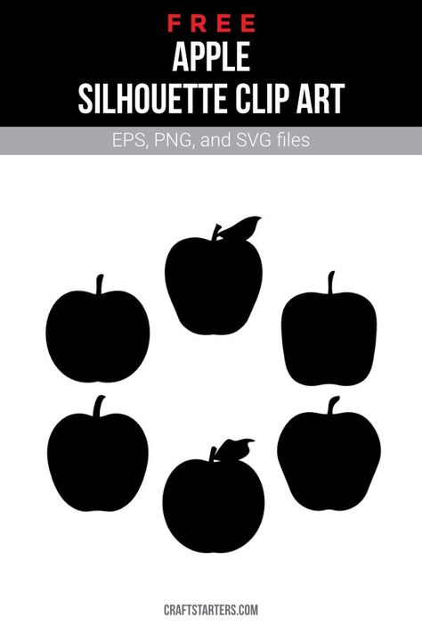 Apple Silhouette, Art Apple, Silhouette Clip Art, Printable Scrapbook Paper, Mosaic Projects, Silhouette Free, Cricut Projects Vinyl, Svg Free, File Free