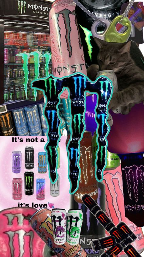 monster Monster Collage, Monster Energy Aesthetic, Cool Wallpaper Ideas, Monster Cans Diy, Meme Food, Energy Monster, Monster Drink, Food Monster, Battery Acid