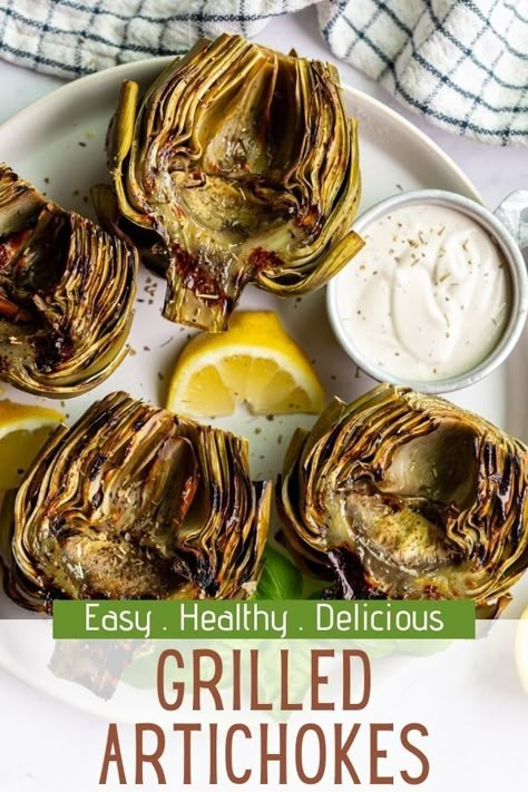 Grilled Artichoke Salad, Artichoke Recipes Grilled, Grilled Artichoke Recipes, Healthy Food Recipe, How To Cook Artichoke, Baked Food, Grilled Artichoke, Artichoke Recipes, Fit Food