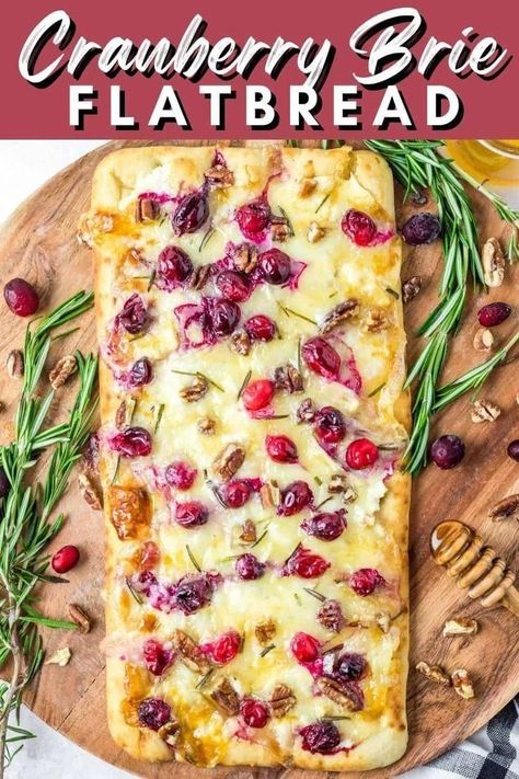 A quick and easy holiday appetizer, this Cranberry Brie Flatbread recipe from Tornadough Alli has only 7 ingredients and is done in 20 minutes! This tasty flatbread is the perfect appetizer for when you're in a hurry! Enjoy the delicious flavor combination of cranberry and brie at your holiday parties! Brie Flatbread, Cranberry Brie, Holiday Appetizers Easy, Flatbread Recipe, Easy To Make Appetizers, Holiday Appetizer, Quick And Easy Appetizers, Flatbread Recipes, Cranberry Recipes