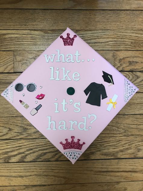 Elle Woods Grad Cap, Legally Blonde Cap Ideas, Elle Woods Graduation Cap, Elle Woods Graduation, Graduation Cap Legally Blonde, Graduation Cap Designs Legally Blonde, Legally Blonde Graduation Cap, Finally Out Of K-12 Graduation Cap, Elle Woods Legally Blonde