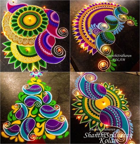 Award Winning Rangoli Designs For Diwali With Diya & Flower Themes 497 Shanthi Sridharan Kolam, Rangoli Making, Traditional Rangoli Design, Cartoons Rangoli Design, Rangoli Designs For Diwali, Rangoli Designs For Competition, Traditional Rangoli, Very Easy Rangoli Designs, Rangoli Designs Simple Diwali