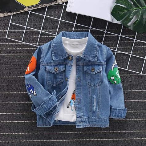 Boys Denim Jacket, Childrens Clothes Boys, Kids Streetwear, Girls Denim Jacket, Baby Boy Jackets, Printed Denim Jacket, Trendy Jackets, Boys Denim, Outwear Jackets