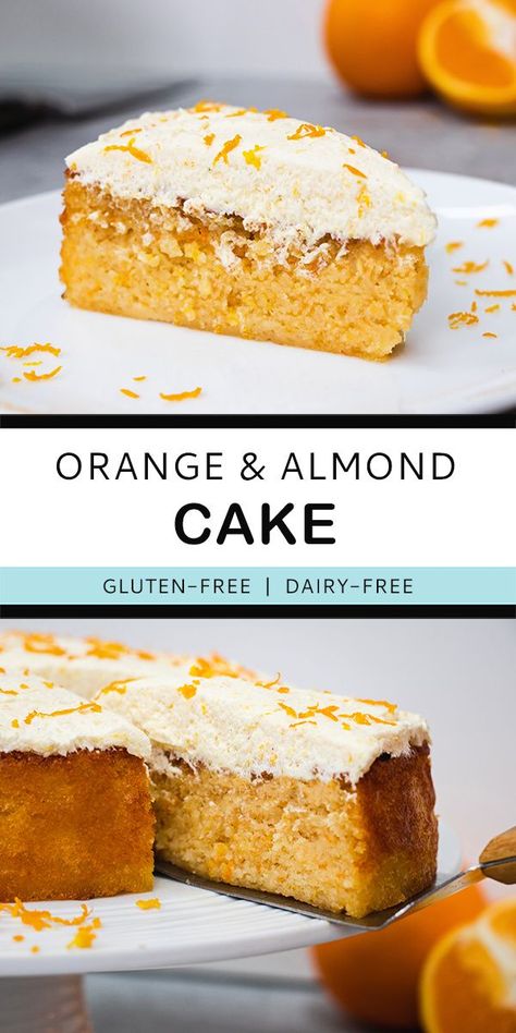 Gluten Free Dairy Free Cake, Gluten Free Almond Cake, Dairy Free Cake Recipe, Fod Map, Df Recipes, Orange And Almond Cake, Almond Flour Cakes, Tasty Cakes, Dairy Free Baking