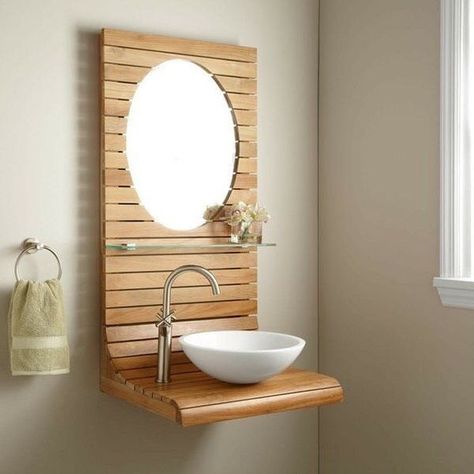 Bathroom Cabinets Designs, Large Workshop, Small Toilet Room, Washbasin Design, Basin Design, Small Woodworking Projects, Woodworking Inspiration, Woodworking Plans Diy, Wooden Mirror