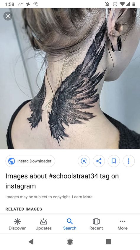 Wing Neck Tattoo, Wing Tattoos On Back, Throat Tattoo, Realistic Tattoo Sleeve, Back Of Neck Tattoo, Muster Tattoos, Neck Tattoo For Guys, Raven Tattoo, Stomach Tattoos