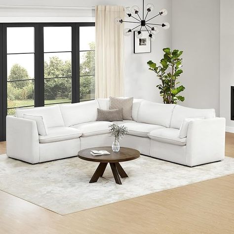 Amazon.com: CHITA Sectional Modular Down Filled Coener Sofa, Comfty Feather V Shape Cloud Couch,FSC Certified V Shaped Couch for Living Room, 107 inch Width,4 Seat and 1 Middle Corner, Cream : Home & Kitchen Modular Couches, Modern Modular Sofas, Cloud Couch, Couch For Living Room, Steel Dining Chairs, L Shaped Couch, Modular Sectional Sofa, L Shaped Sofa, Living Room Sectional