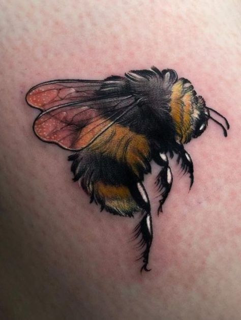 Neo Traditional Bee Tattoo, Bee Tattoo Manchester, Bumblebee Tattoos, Traditional Bee Tattoo, Bee And Flower Tattoo, Queen Bee Tattoo, Bee Tattoos, Honey Bee Tattoo, Bumble Bee Tattoo