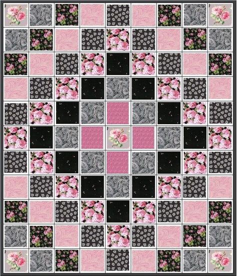 Pink And Black Quilt Patterns, Puff Quilts, Rag Quilting, Paris Quilt, Trip Around The World Quilt, Around The World Quilt, Evening In Paris, Shabby Chic Quilts, Rag Quilt Patterns