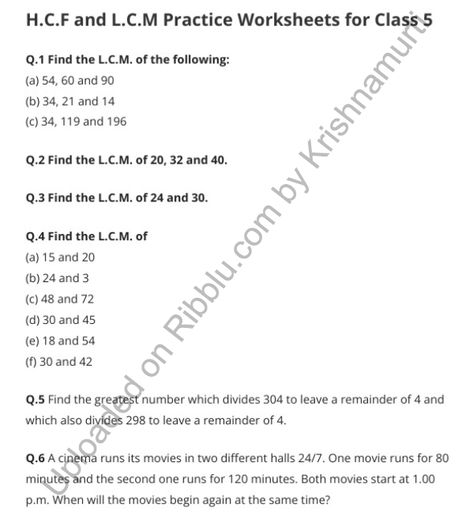 HCF and LCM Worksheets for Class 5 Maths Hcf And Lcm Worksheet Class 6, Hcf Worksheets For Grade 5, Lcm And Hcf Questions, Hcf And Lcm Worksheet For Class 5, Lcm Worksheets For Grade 5, Hcf And Lcm Worksheet, Class 5 Maths Worksheets, Lcm Worksheet, Hcf And Lcm