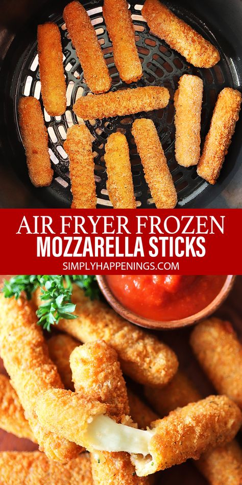 Air Fryer Mozzarella Sticks, Frozen Mozzarella Sticks, Air Fryer Mozzarella, Cheesy Bites, Homemade Mozzarella Sticks, Mozzarella Sticks Recipe, Air Fryer Recipes Snacks, Air Fried Food, Air Fryer Oven Recipes