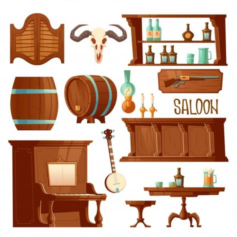 Beer Cartoon, Cowboy Room, Western Bar, Cowboys Bar, Wood Beer, Western Saloon, Counter Desk, Cowboy Design, Retro Bar