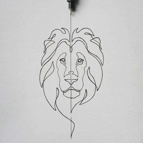 Continuous Line Tattoo, Small Lion Tattoo, One Line Tattoo, Lion Drawing, Single Line Drawing, Best Friend Tattoos, Lion Art, Dessin Adorable, Lion Tattoo