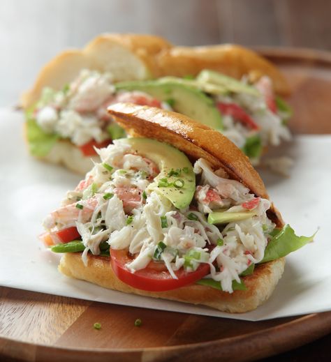 Crab Sandwich Recipe, Crab And Avocado, Avocado Rolls, Seafood Sandwiches, Freeze Avocado, Crab Sandwich, Spinach Rolls, Crab Rolls, Avocado Roll