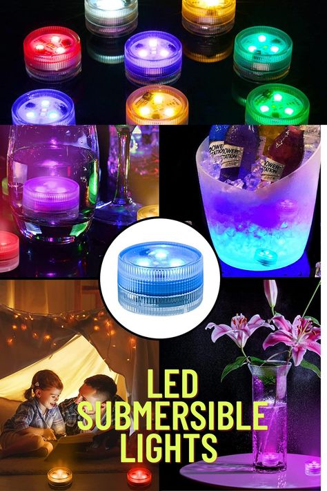 Mini Submersible Led Lights with Remotes, Waterproof RGB Color Changing Led Tea Lights Battery Powered, Small Led Ligh this led light #ledlight#ledsubmersible#bestledlight Submersible Tea Lights, Lantern Wedding Decor, Lantern Wedding, Small Led Lights, Submersible Led Lights, Led Tea Lights, Led Candle, Candle Light, Color Changing Led