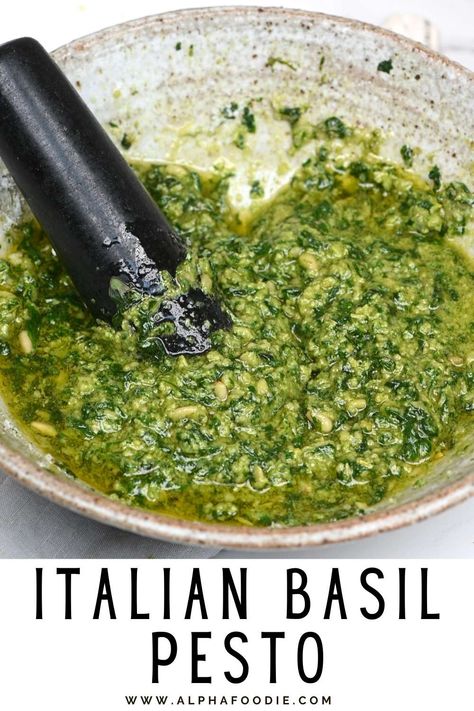 Best Pesto Recipe, Pine Nut Pesto, Homemade Basil Pesto, Fresh Basil Pesto, Homemade Pesto Recipe, Pine Nut Recipes, Basil Pesto Sauce, Basil Pesto Recipes, Green Pesto