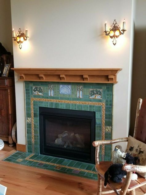 Craftsman Fireplace Mantels, Arts And Crafts Fireplace, Craftsman Fireplace, Tall Fireplace, Shelf Vintage, Floating Mantel, Log Cabin Ideas, Vintage Fireplace, Vintage Craftsman