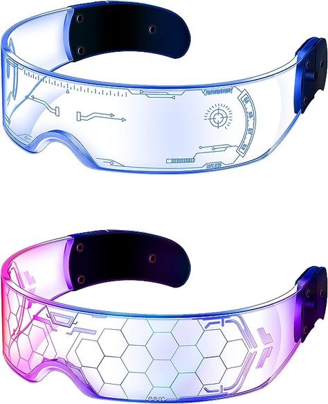 Led Visor Glasses, Rave Halloween Costumes, Light Up Glasses, Futuristic Glasses, Visor Glasses, Led Hat, Rave Accessories, Bars And Clubs, Cool Glasses