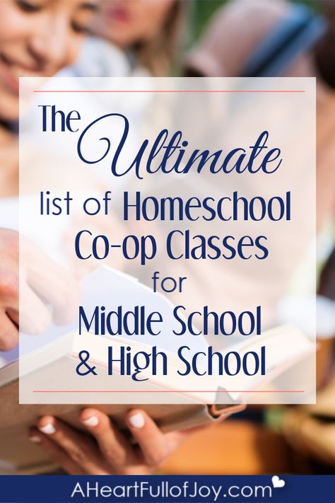 Look no further for great ideas for homeschool co-op classes for middle school and high school.  We've got you covered! #homeschool #homeschoolcoop #homeschoolcurriculum #homeschoolteens #homeschoolmiddleschool #homeschoolhighschool Homeschool Coop Class Ideas High School, Co Op Class Ideas Homeschool Middle School, Middle School Homeschool Co-op Classes, High School Homeschool Co Op Ideas, Homeschool Electives Middle School, Co Op Ideas Homeschool, Middle School Co Op Class Ideas, High School Co-op Class Ideas, Middle School Elective Ideas