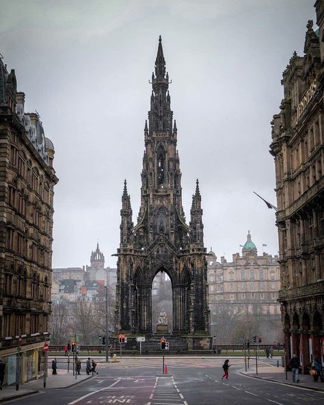 At 200 feet tall, the Scott Monument is among the largest monuments in the world dedicated to Sir Walter Scott. If you want to climb to the top, you'll have to go up 287 steps. Photo by: Hidden Scotland‏. Scott Monument, Tall Buildings, Gothic Cathedral, Edinburgh Scotland, In The Middle, Edinburgh, The Middle, Monument, Scotland