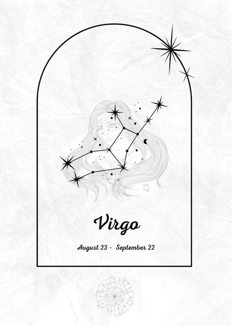 Virgo Zodiac Wall Art Virgo Drawing, Virgo Star Sign, Virgo Star, Zodiac Wall Art, Zodiac Poster, Virgo Zodiac, Star Sign, Digital Wall Art, Digital Wall