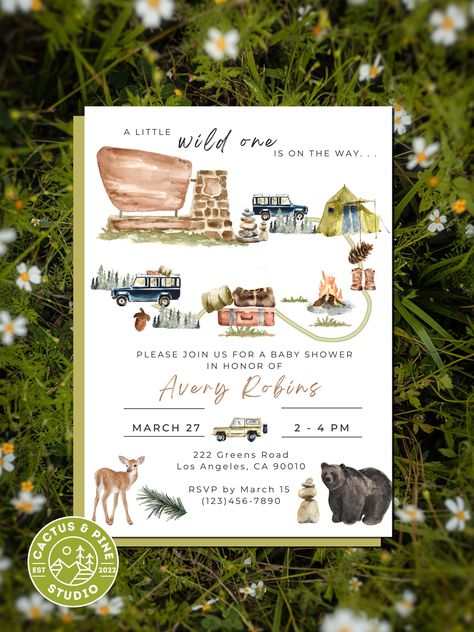 Nature Baby Shower, National Park Wedding, Party Bundles, Baby Shower Invites, Wild One, Free Birthday Invitations, Kids Nursery Decor, Free Birthday Invitation Templates, Wild Ones