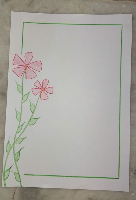 Attractive Cover Page For School Project, Easy Simple Border Design, Boderline Ideas, Simple Design For Project, Border Design Aesthetic Drawing, Simple Borders For Paper, Simple Border Designs For Projects, Flower Border Design, Project Border