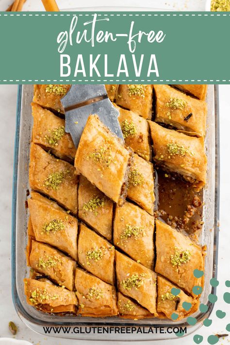 Gluten Free Baklava Recipes, Gluten Free Greek Desserts, Df Dessert, Gluten Free Baklava, Gluten Free Phyllo Dough, Gluten Free Crepes, Gluten Free Puff Pastry, Gf Food, Gluten Free Pastry